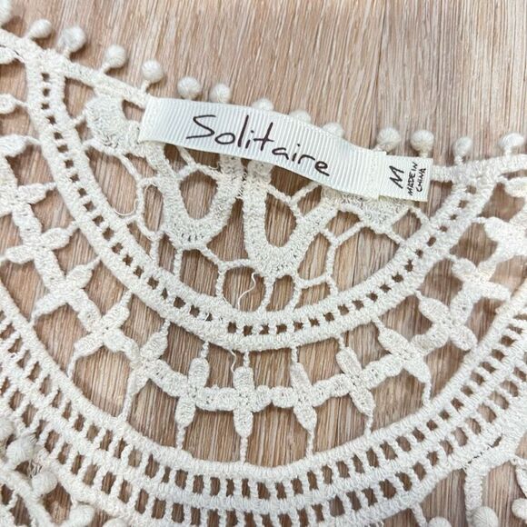 Solitaire Crochet Overlay Top Mini Dress Beach Festival Style Size Medium - Picture 3 of 8